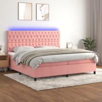 Boxspring met matras en LED fluweel roze 200x200 cm - thumbnail
