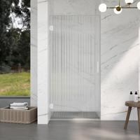 Fortifura Galeria Douchedeur - 100x200cm - 8mm - veiligheidsglas - ribbel - scharnieren - deurgreep - mat wit - helder SW1208822/SW1122562 - thumbnail