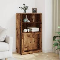 Hoge kast 60x35,5x103,5 cm bewerkt hout oud houtkleurig - thumbnail