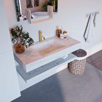 MONDIAZ ALAN-DLUX 100cm planchet Opalo. Vrijhangende wastafel CLOUD midden 1 kraangat, kleur Opalo. - thumbnail