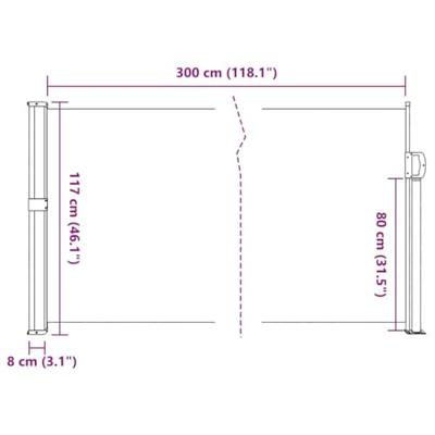 Windscherm uittrekbaar 120x300 cm wit Windscherm uittrekbaar 120x300 cm wit