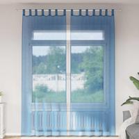 VidaXL Gordijnen voile met lussen 2 st 140x260 cm koningsblauw - thumbnail