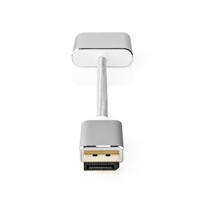 DisplayPort-Kabel | DisplayPort Male | DVI-D 24+1-Pins Female | 1080p | Verguld | 0.20 m | Rond | Gebreid | Zilver | Cover Window Box