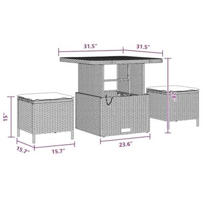 Tuinbankenset 9 pcs Zwart poly rattan