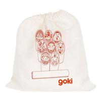 Goki houten viking spel dieren kubb in katoenen zak - thumbnail