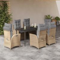 7-delige Tuinset met kussens poly rattan beige - thumbnail