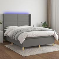 Boxspring met matras en LED stof donkergrijs 140x190 cm - thumbnail