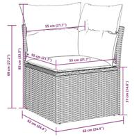 6-delige Loungeset met kussens poly rattan lichtgrijs - thumbnail