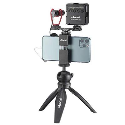 Ulanzi Smartphone vlog KIT EXTRA: mini-statief, telefoonhouder, dual cold shoe-mount, microfoon & LED-lamp