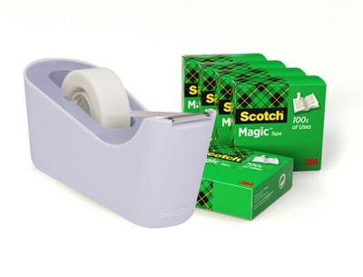 Scotch verzwaarde plakbandafroller inclusief 6 rollen Scotch magic tape, lavendel