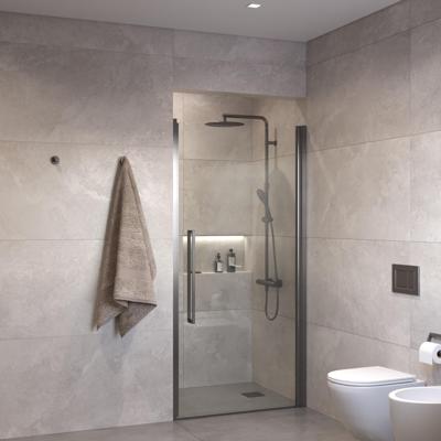 Sanivo Suno Nisdeur draaideur 90 cm Gunmetal Helder Glas 8 mm Nano