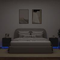 Nachtkastjes met LED-verlichting 2 st bewerkt hout zwart - thumbnail