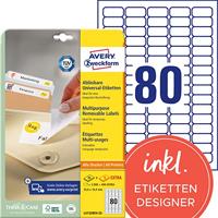 Avery-Zweckform L4732REV-25 Universele etiketten 35.6 x 16.9 mm Papier Wit 2400 stuk(s) Weer verwijderbaar Inkjet, Laser (zwart/wit), Laser (kleur), Kopiëren - thumbnail