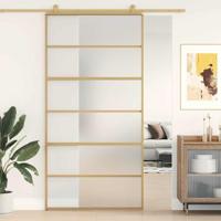 VidaXL Schuifdeur 102,5x205 cm mat esg-glas en aluminium goudkleurig - thumbnail