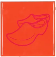 Daan Kromhout Design tegeltje keramiek klompen 10x10cm orange - thumbnail