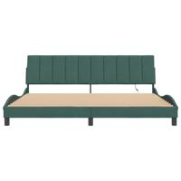 Bedframe met LED zonder matras "Hanko" fluweel donkergroen 200x200 cm - thumbnail