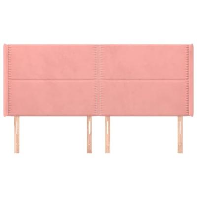 Hoofdbord met randen 163x16x118/128 cm fluweel roze