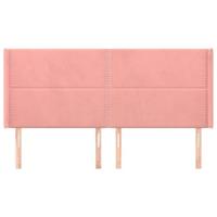 Hoofdbord met randen 163x16x118/128 cm fluweel roze - thumbnail