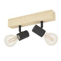 Eglo Landelijke plafondlampTownshend 3 2-lichts zwart met hout - 99478 - thumbnail
