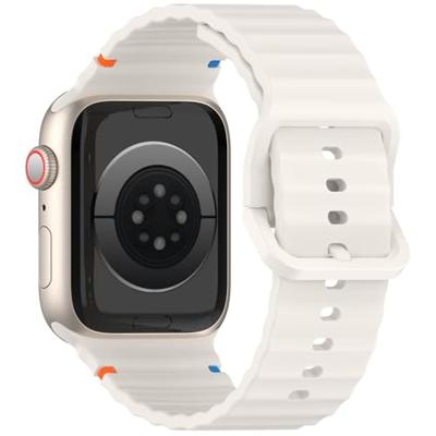 By Qubix - Wave sportband - Sterrenlicht/starlight - Compatible met Apple Watch 44mm / 45mm / 46mm / 49mm - Compatible Apple watch bandjes