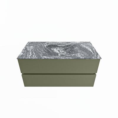 MONDIAZ VICA-DLUX 100cm badmeubel onderkast Army 2 lades. Inbouw wastafel CLOUD midden zonder kraangat, kleur Lava.