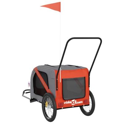 VidaXL Hondenfietstrailer oxford stof en ijzer oranje en grijs - thumbnail
