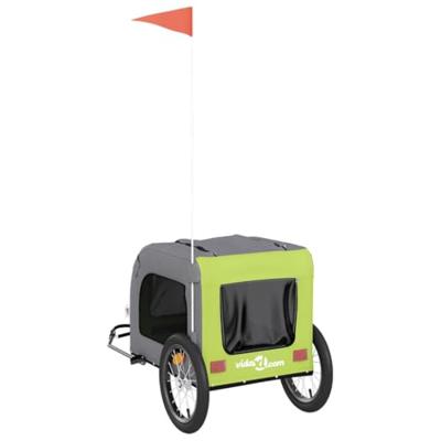 Hondenfietstrailer oxford stof en ijzer groen en grijs - thumbnail