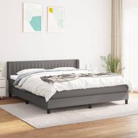 Boxspring met matras stof donkergrijs 180x200 cm - thumbnail