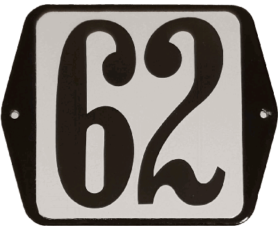 Huisnummer naambordje standaard 15x12 cm nummer 62 - Warentuin mix