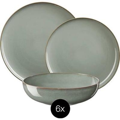 ASA Selection Serviesset Saisons - Eucalyptus - 18 delig / 6 personen - 6 dinerborden, 6 kommen en 6 ontbijtborden