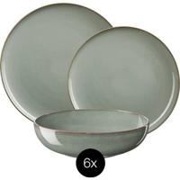 ASA Selection Serviesset Saisons - Eucalyptus - 18 delig / 6 personen - 6 dinerborden, 6 kommen en 6 ontbijtborden - thumbnail