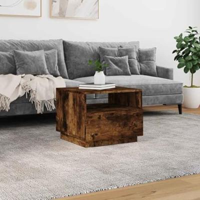 Salontafel met LED-verlichting 50x49x40 cm gerookt eikenkleurig