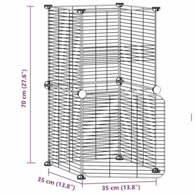 VidaXL Huisdierenkooi met deur 8 panelen 35x35 cm staal zwart