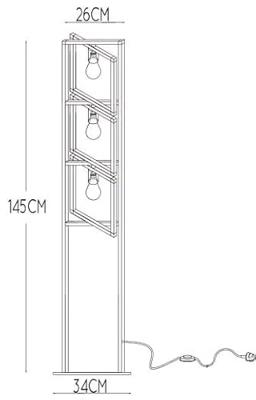 Lucide LUUK - Vloerlamp - 3xE27 - Zwart