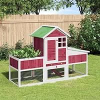 VidaXL Konijnenhok 170x63x113 cm massief grenenhout rood - thumbnail