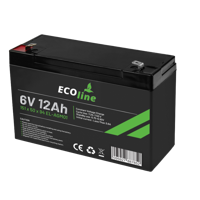 EcoLine - AGM 6V 12AH - 12000mAh VRLA Batterij - 151 x 50 x 94 - Deep Cycle Accu - thumbnail