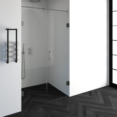 Brauer Void - Nisdeur - 2-Delig - Helder Glas - 120 x 200 cm - Omkeerbaar - met Draaideur 60 cm - Aan Muur - incl. Glascoating - PVD RVS-Kleurig