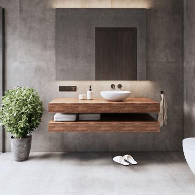 Wastafelbladset Gliss Design Topdek 2x 120x46 cm Oak Cognac Incl. 8 Ophangbeugels Met Waskommen Wastafelbladset Gliss Design Topdek 2x 120x46 cm Oak Cognac Incl. 8 Ophangbeugels Met Waskommen