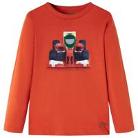 Kindershirt met lange mouwen racewagenprint 116 oranje - thumbnail