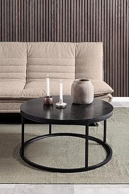 Bendt Ronde Salontafel 'Flemming' 80cm Marmerlook , kleur zwart