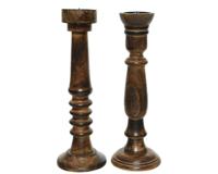 Kandelaar mangohout d15h45 cm brn a2 Decoris - Decoris - thumbnail
