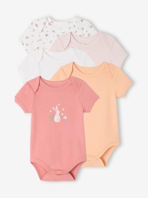 Set van 5 babyrompers met korte mouwen veel wit Set van 5 babyrompers met korte mouwen veel wit