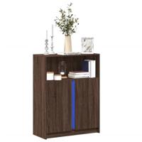 Dressoir met LED 77x34x100 cm bewerkt hout bruin eikenkleur - thumbnail