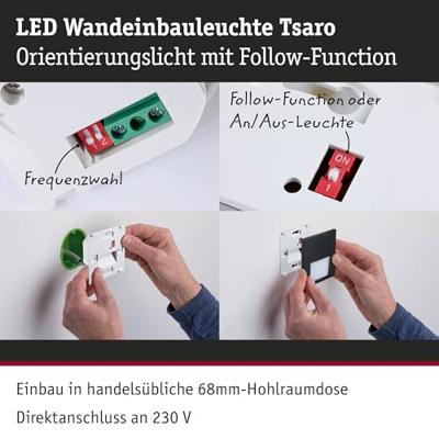 Paulmann 80001 Tsaro eckig 80x36mm Wandinbouwarmatuur LED 1 W Zwart (mat)