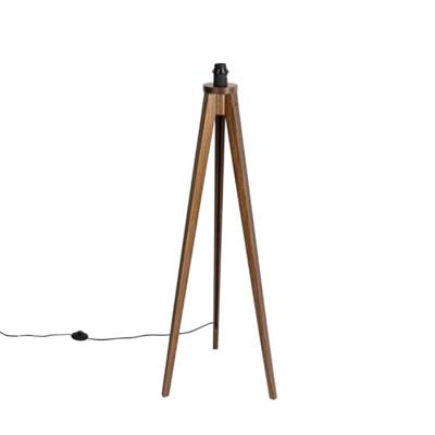 QAZQA Landelijke vloerlamp tripod walnoot hout - Tripod Classic