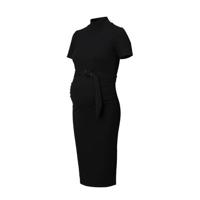 Supermom ribgebreide zwangerschapsjurk met plooien zwart - thumbnail