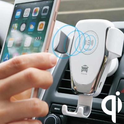 C6 Gravity inductie auto Qi draadloze oplader snel opladen lucht vent telefoon houder (wit)