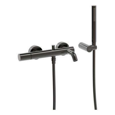 Badmengkraan Tres Study Exclusive Rond met Omstel en Handdoucheset met Staafhanddouche Metallic Zwart Tres