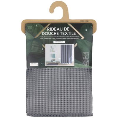 Urban Living Douchegordijn met ringen - donkergrijs - 180 x 200 cm