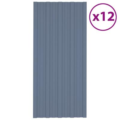 VidaXL Dakpanelen 12 st 100x45 cm gegalvaniseerd staal grijs